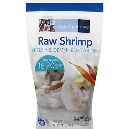 waterfront BISTRO Shrimp Raw Peeled & Deveined Tail On 16 To 20 Count - 32 Oz - Image 2