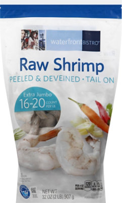 waterfront BISTRO Raw Peeled & Deveined Tail On Shrimp 16-20 Ct - 32 Oz - Image 2