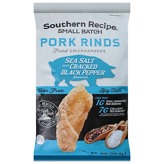 Southern Recipe Small Batch Pork Rinds Sea Salted & Cracked Black Pepper - 4 Oz