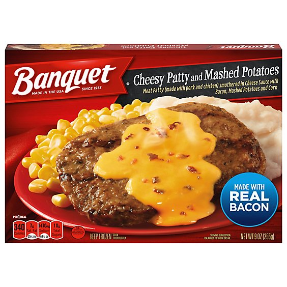Banquet Meal Cheesy Patty and Mashed Potatoes - 9 Oz