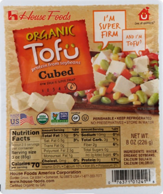 House Foods Tofu Super Firm Cubed Organic - 8 Oz - Image 1