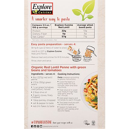 Explore Cuisine Pulse Pasta Organic Penne Red Lentil Box - 8 Oz - Image 5