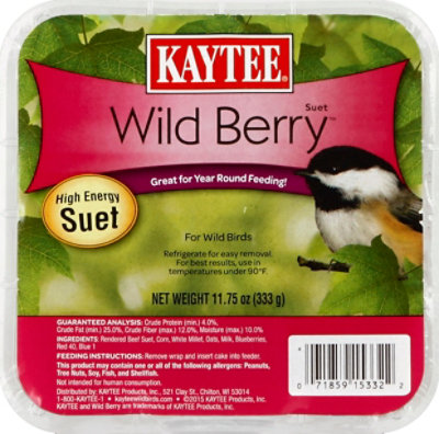 Kaytee Pet Food Wild Bird High Energy Suet Wild Berry Tray - 11.75 Oz - Image 1