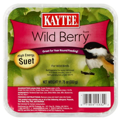 Kaytee Pet Food Wild Bird High Energy Suet Wild Berry Tray - 11.75 Oz