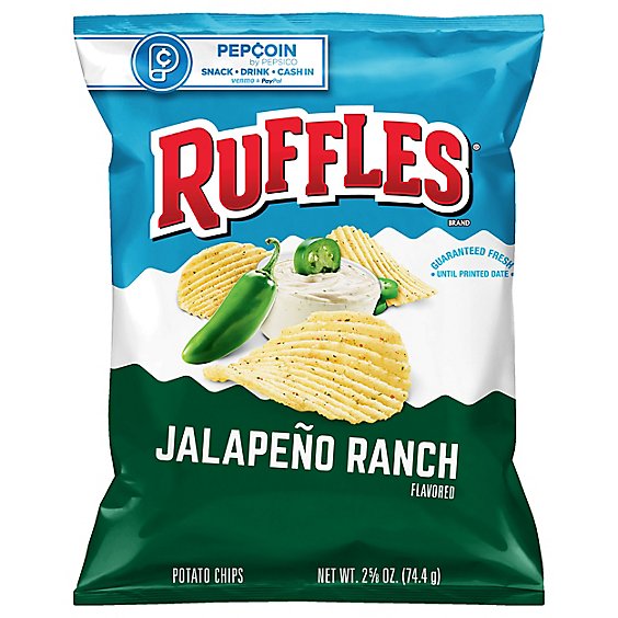 Ruffles Potato Chips Jalapeno Ranch - 2.62 Oz