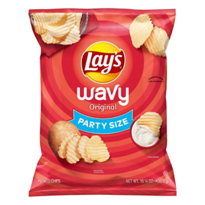 Lays Potato Chips Wavy Original Party Size! - 15.25 Oz