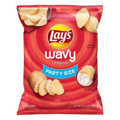 Lays Potato Chips Wavy Original Party Size! - 15.25 Oz - Image 1