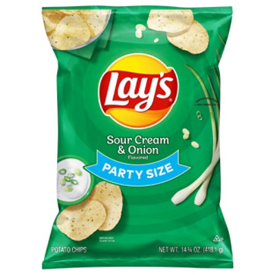 Lays Potato Chips Sour Cream & Onion Party Size! - 14.75 Oz