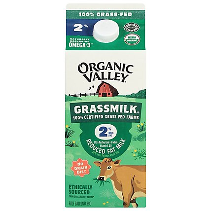 Organic Valley Grassmilk Organic Milk Reduced Fat 2% Milkfat Half Gallon - 1.89 Liter