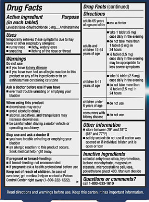 XYZAL Allergy Antihistamine Tablets 24 Hr Original Prescription Strength 5 mg - 10 Count - Image 4