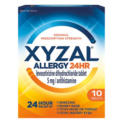 XYZAL Allergy Antihistamine Tablets 24 Hr Original Prescription Strength 5 mg - 10 Count - Image 1