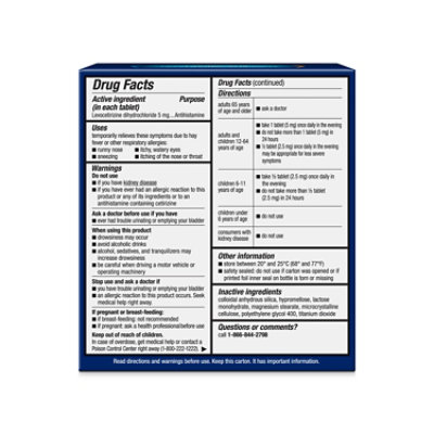 Xyzal 24HR Allergy Relief Medicine Prescription Strength - 55 Count - Image 2