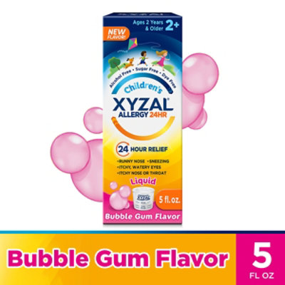 Children's Xyzal Oral Solution 24HR Allergy Relief Bubble Gum - 5 Oz - Image 1