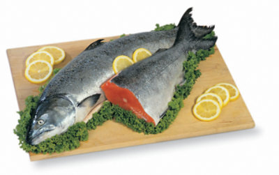 Seafood Service Counter Fish Salmon Atlantic Whole Color Added Fresh - 2 Lb