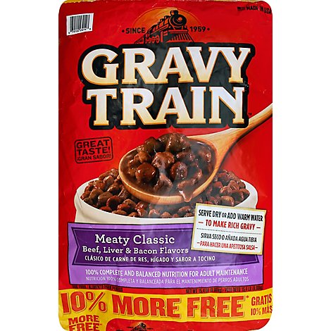 Gravy Train Dog Food Meaty Classic Beef Liver & Bacon Flavor Bonus Bag - 15.4 Lb