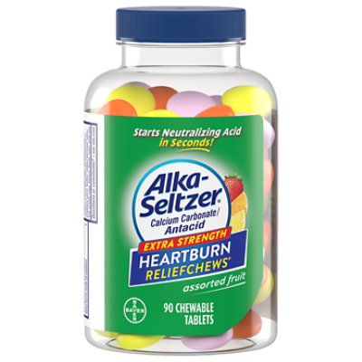 Alka-Seltzer Heartburn Relief Chewable Tablets Assorted Fruit Extra Strength - 90 Count