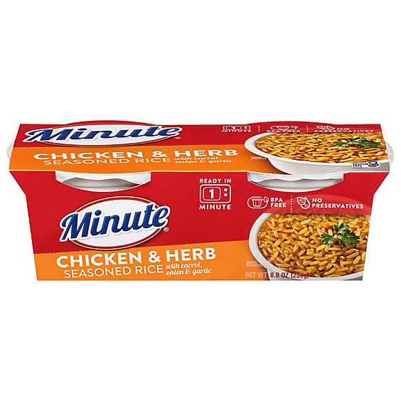 Minute Ready to Serve! Rice Mix Microwaveable Chicken Flavor Cup - 2-4.4 Oz