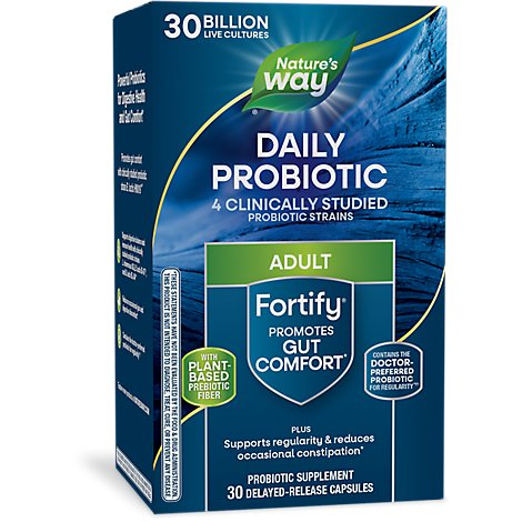 Natures Way Primadophilus Fortify Probiotic Supplement Daily Vegetarian Capsules - 30 Count