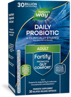 Natures Way Primadophilus Fortify Probiotic Supplement Daily Vegetarian Capsules - 30 Count