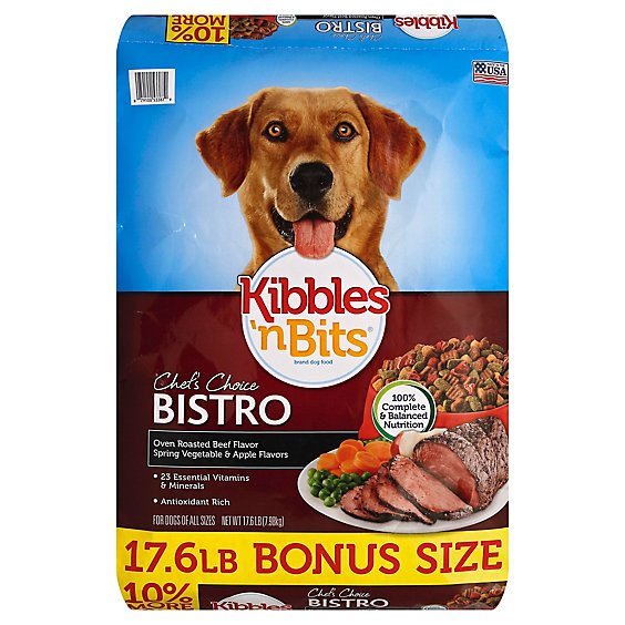 Kibbles N Bits Dog Food Chefs Choice Bistro Oven Roasted Beef Spring Veggies Apple Bag - 17.6 Lb