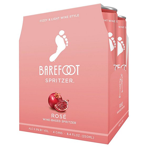 Barefoot Spritzer Rose Wine Single Serve Cans - 4-250 Ml