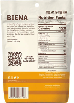 Biena Chickpea Roasted Honey - 5 Oz - Image 6