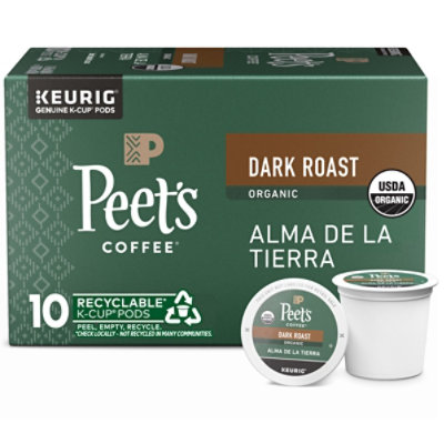 Peet's Coffee Organic Alma De La Tierra Dark Roast Coffee K Cup Pods - 10 Count - Image 1