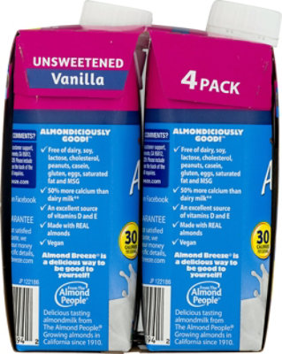 Blue Diamond Unsweetened Vanilla Almond Milk - 4-8 Fl. Oz. - Image 3