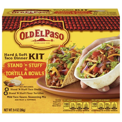 Old El Paso Taco Dinner Kit Hard & Soft Stand N Stuff & Taco Boats Box - 9.4 Oz - Image 2