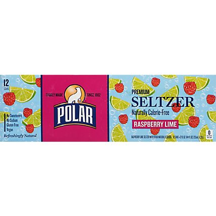Polar Seltzer 100% Natural Calorie-Free Raspberry Lime Cans - 12-12 Fl. Oz. - Image 2