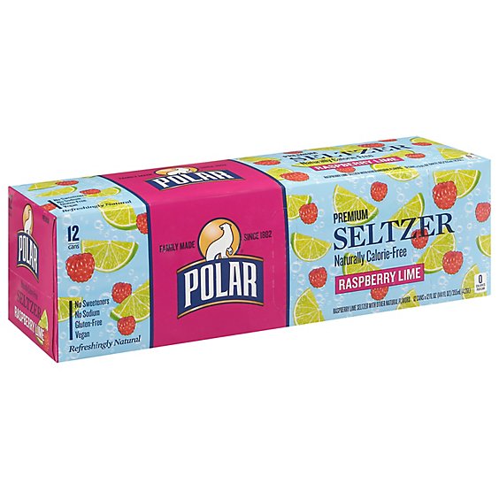 Polar Seltzer 100% Natural Calorie-Free Raspberry Lime Cans - 12-12 Fl. Oz.