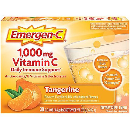 Emergen-C Tangerine Dietary Supplement Fizzy Drink Mix with 1000mg Vitamin C - 30-0.33 Oz. - Image 2