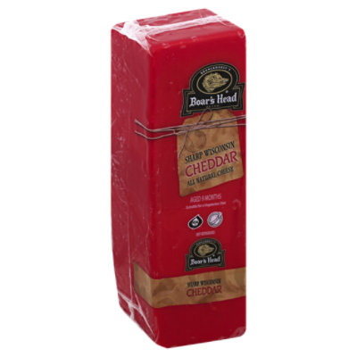 Boars Head Cheese Cheddar Wisconsin White Sharp Fresh Slice - 0.50 LB
