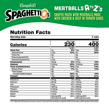 Campbells SpaghettiOs Pasta with Meatballs in Tomato Sauce A to Zs - 15.6 Oz - Image 4