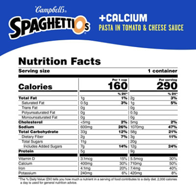 Campbell's SpaghettiOs Canned Pasta Plus Calcium - 15.8 Oz - Image 4