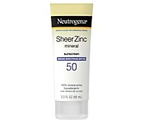 Neutrogena Sheer Zinc Sunscreen Protection Dry Touch Broad Spectrum SPF 50 - 3 Fl. Oz.