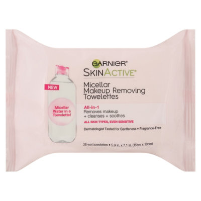 Garnier SkinActive Wet Towelletes All-in-1 Micellar Makeup Removing - 25 Count