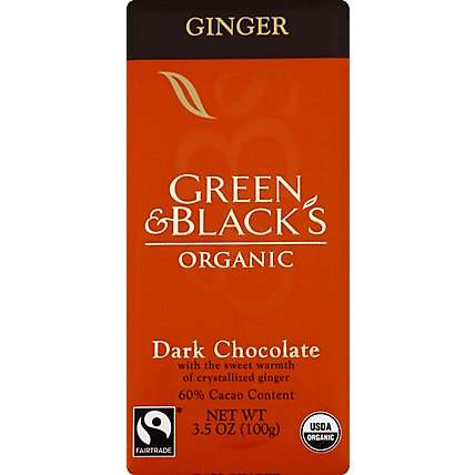 Green & Blacks Chocolate Bar Dark Ginger Organic - 3.5 Oz - Image 2