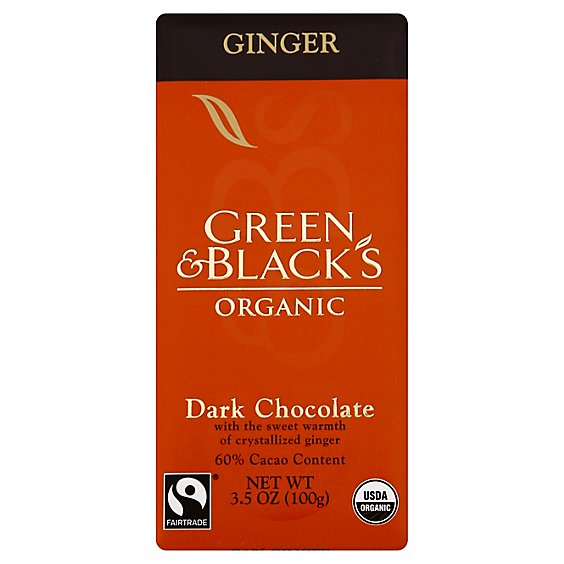 Green & Blacks Chocolate Bar Dark Ginger Organic - 3.5 Oz
