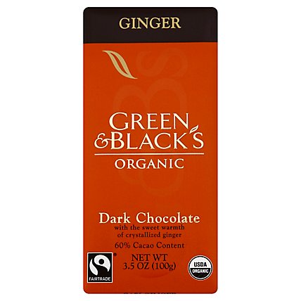 Green & Blacks Chocolate Bar Dark Ginger Organic - 3.5 Oz - Image 1