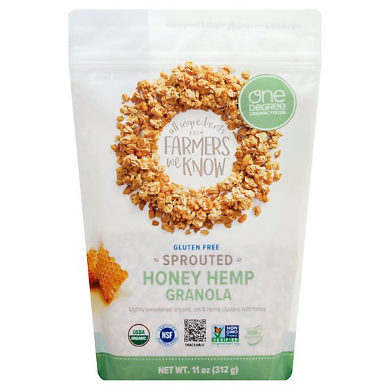 One Degree Organic Foods Granola Sprouted Oat Honey Hemp - 11 Oz