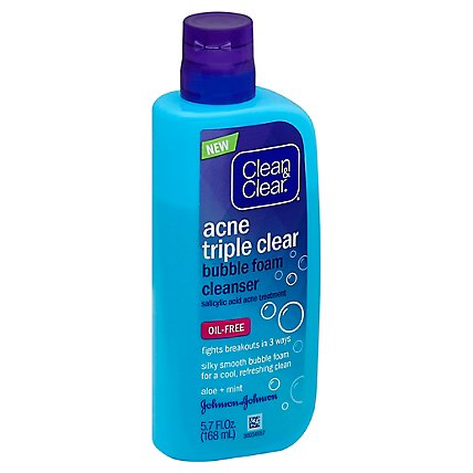 Clean & Clear Acne Cleanser Triple Clear Bubble Foam - 5.70 Fl. Oz. - Image 1