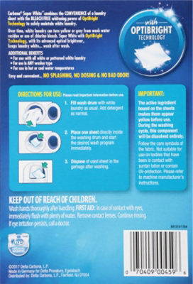 Carbona Laundry Sheets Whitening Super White Bleach Free Box - 20 Count - Image 5