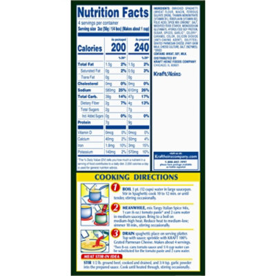 Kraft Spaghetti Classics Tangy Italian Spaghetti - Spices - & Parmesean Cheese Meal Mix - 8 Oz - Image 2