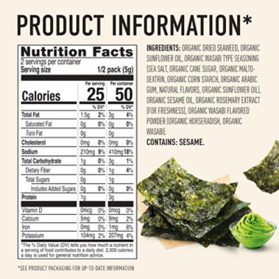 Annie Chuns Seaweed Snack Wasabi Organic - .35 Oz - Image 3