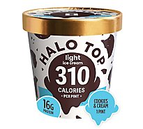 Halo Top Cookies and Cream Light Ice Cream Frozen Dessert For Summer - 16 Fl. Oz.