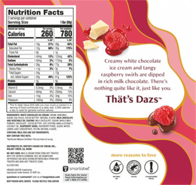 Haagen-Dazs Ice Cream Bars White Chocolate Raspberry - 3-3 Fl. Oz. - Image 6