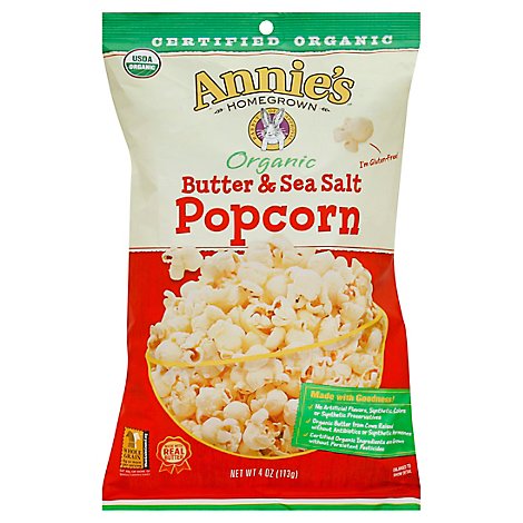 Annies Homegrown Popcorn Butter & Sea Salt - 4 Oz