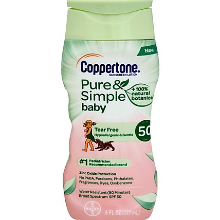 Coppertone Sunscreen Lotion Water Babies Pure & Simple SPF 50 - 6 Oz - Image 2