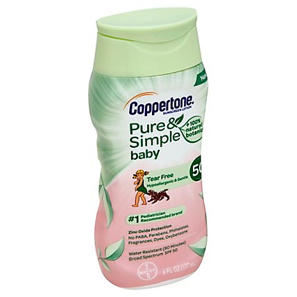 Coppertone Sunscreen Lotion Water Babies Pure & Simple SPF 50 - 6 Oz - Image 1